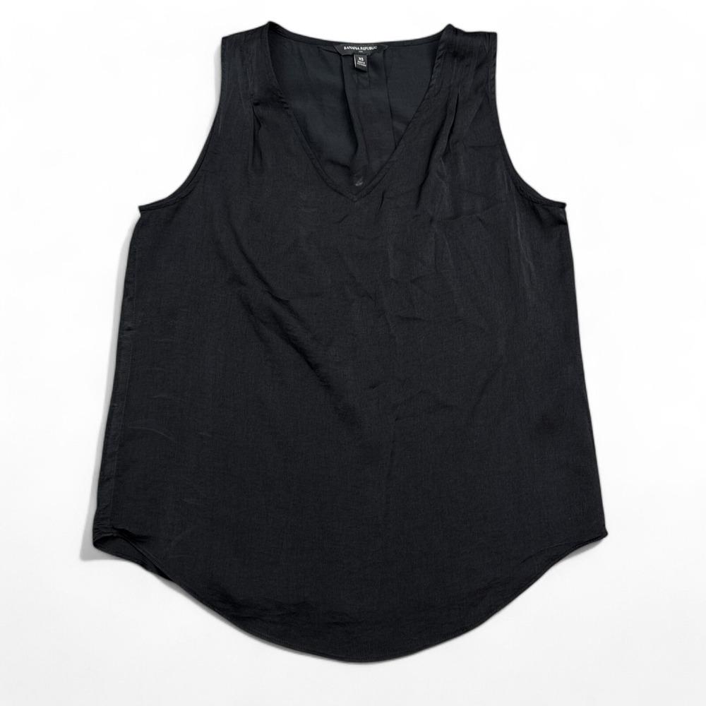 Banana Republic Blouse Top Womens Size XS Black Sleeveless V‎ Neck Casual